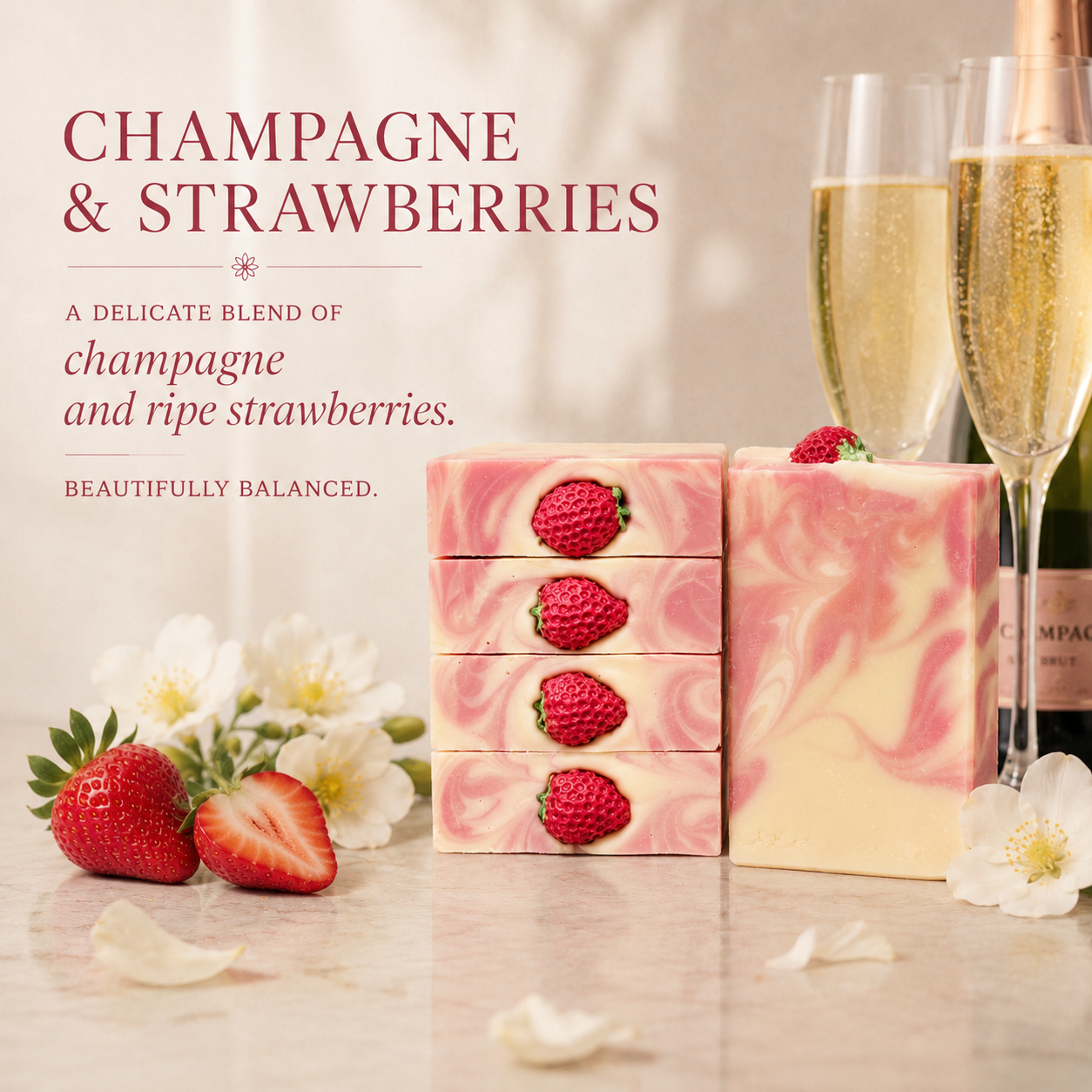 Champagne & Strawberries | Handmade Soap | Gifts for Her